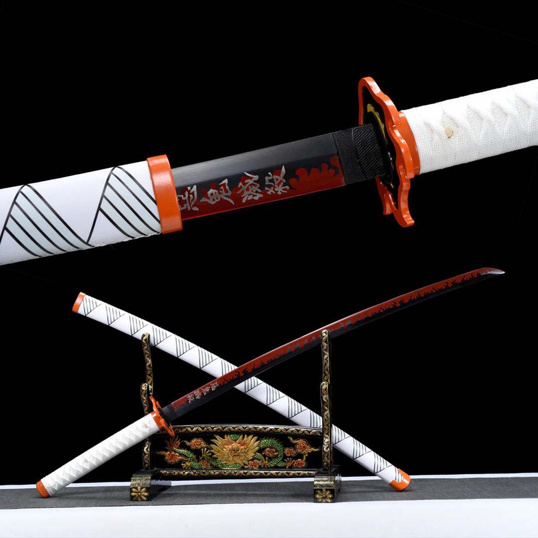 Rengoku Kyojuro Katana Sword (Carbon Steel 1060) - Katana America