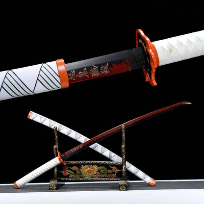 Rengoku Kyojuro Katana Sword (Carbon Steel 1060) - Katana America