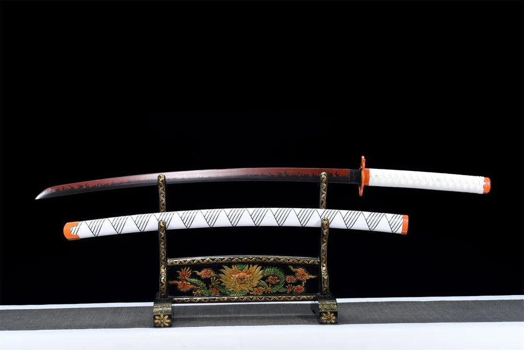 Rengoku Kyojuro Katana Sword (Carbon Steel 1060) - Katana America