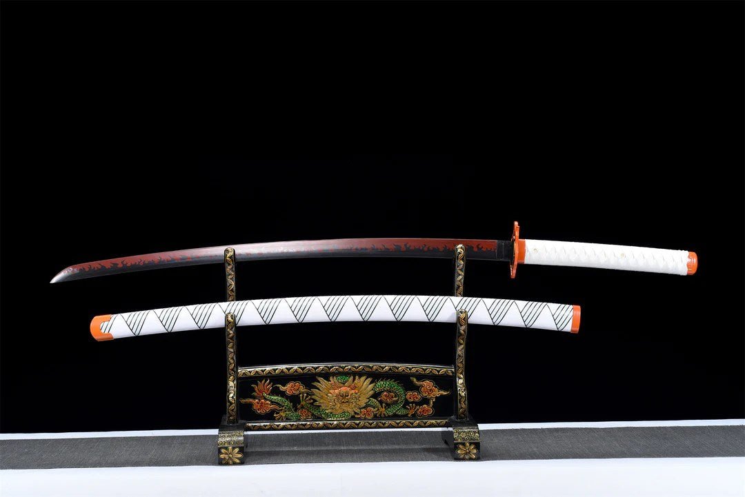 Rengoku Kyojuro Katana Sword (Carbon Steel 1060) - Katana America