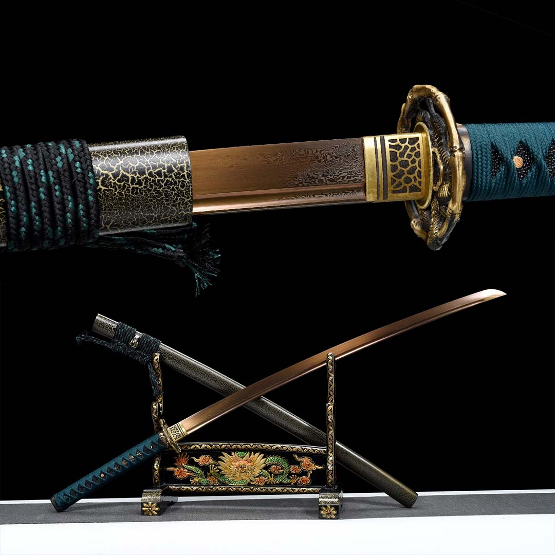 Spring Katana (Grilled Gold Damascus Steel) - Katana America